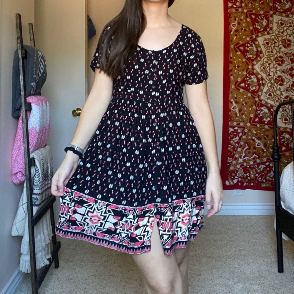 Button Down Geometric Dress